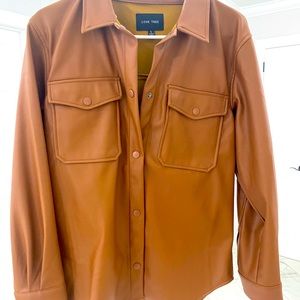 Love Tree faux leather shacket style shirt